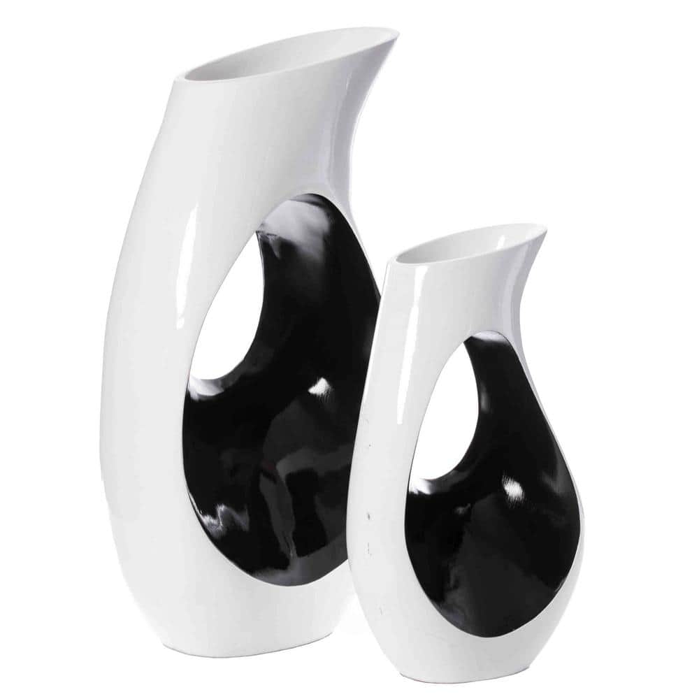 Elegant White Fiberglass 24" Tall Modern Floor Vase
