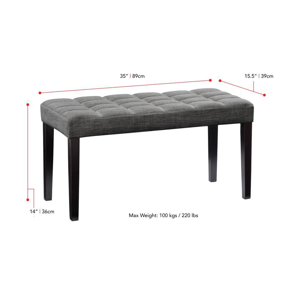Perry Dark Gray Velvet Tufted Entryway Bench with Storage