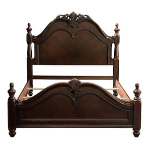 Lylara Traditional Brown Wood Frame King Panel Bed