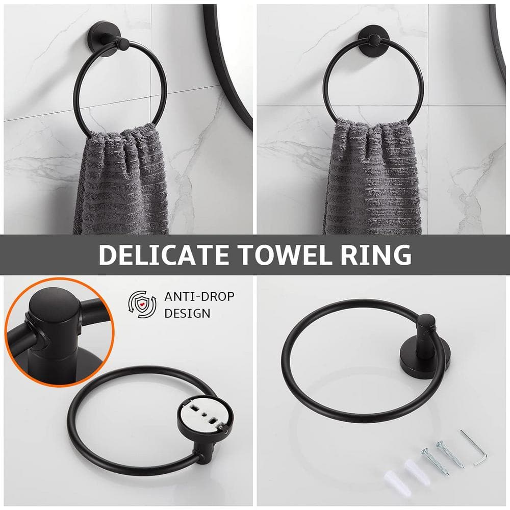 Matte Black 24-Inch Metal Bathroom Hardware Set, 4-Piece