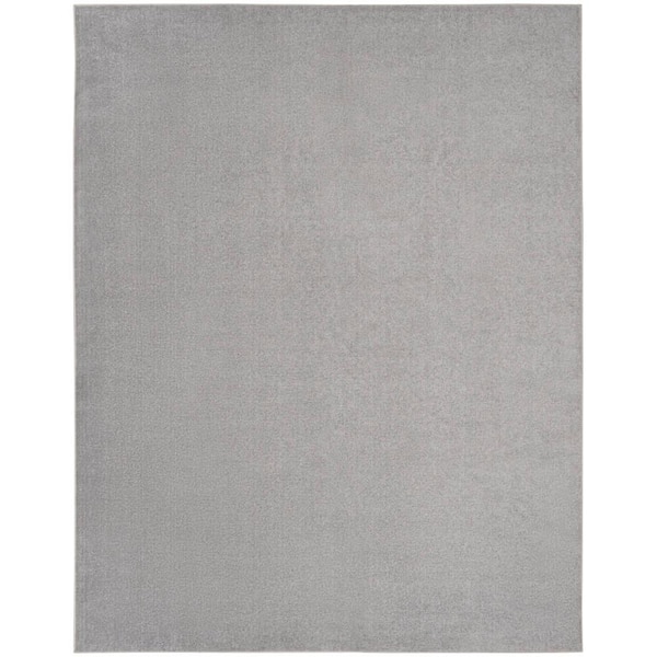 Nourison Essentials 6 ft. x 9 ft. Silver Gray Solid Contemporary Indoor/Outdoor Patio Area Rug