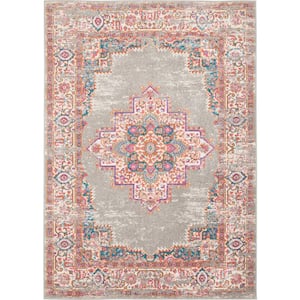 Passion Grey 5 ft. x 7 ft. Bordered Transitional Area Rug