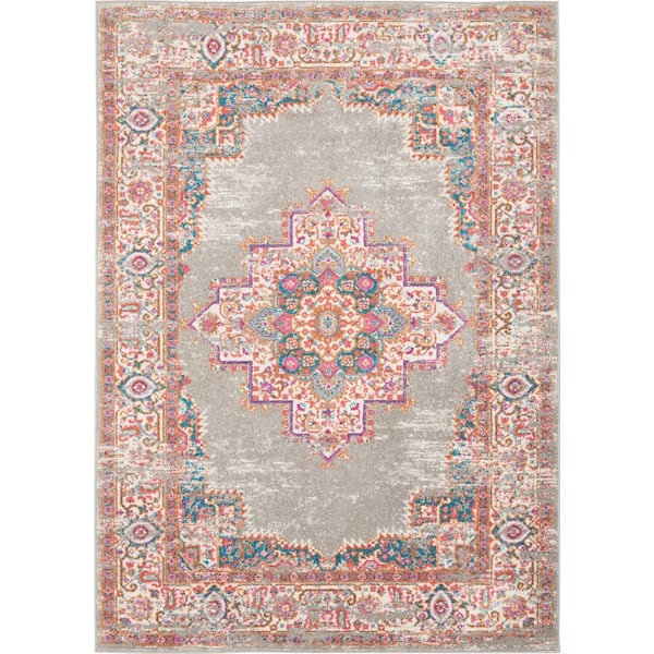 Nourison Passion Grey 5 ft. x 7 ft. Bordered Transitional Area Rug