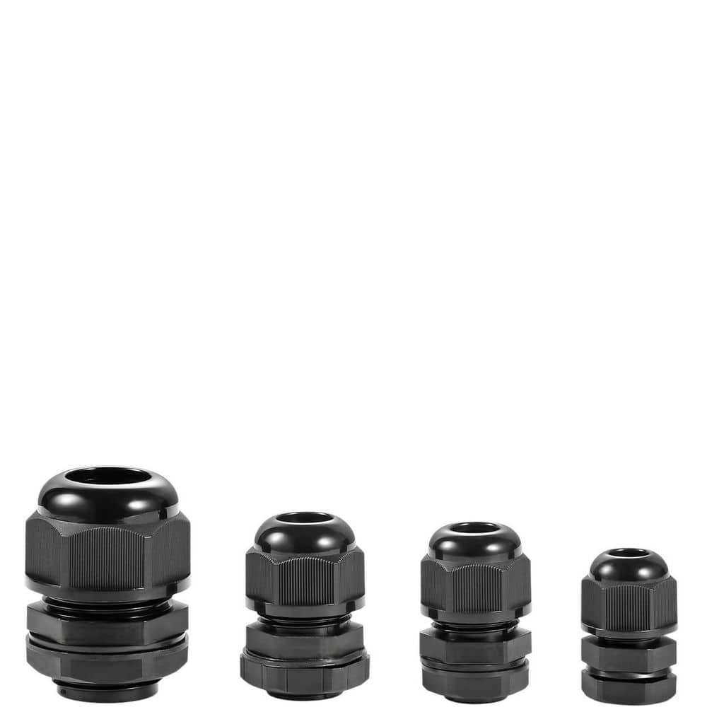 38-Pieces Nylon Waterproof Cable Gland Electrical Connectors 1/4, 3/8, 1/2,