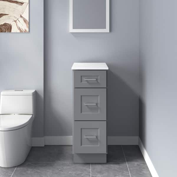 HOMLUX Rockport 12 in. W x 21 in. D x 34.5 in. H Ready to Assemble Bath Vanity Cabinet without Top in Shaker Gray