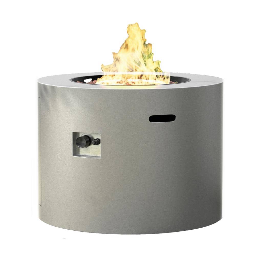 Loren 32-Inch Round Gray Concrete Propane Fire Pit Table