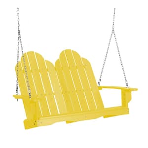 Classic 2-Person Lemon Yellow Plastic Adirondack Porch Swing