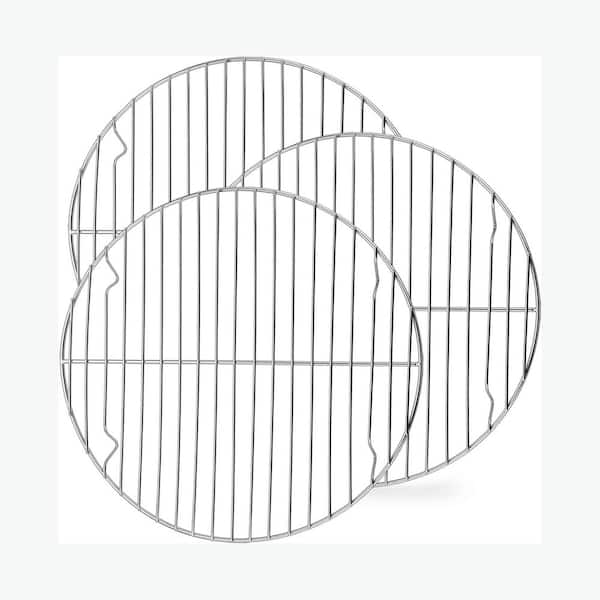 Stainless Steel Silver Round Cooling Rack Baking Steaming Grilling Rack Oven Safe Dishwasher Safe 3 pcs