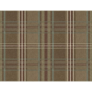 60.75 sq. ft. Hickory and Maroon Colorado Plaid Unpasted Wallpaper Roll