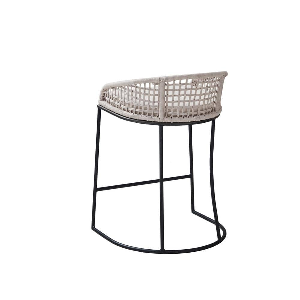 Hermosa Natural Woven Rope 25" Counter Stool with Metal Base