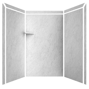 Elegance 36 in. x 48 in. x 80 in. 9-Piece Easy Up Adhesive Alcove Shower Wall Surround in Frost