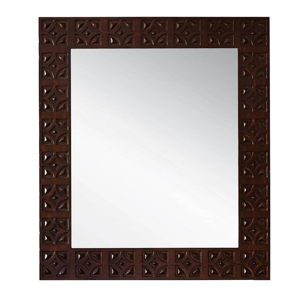 Balmoral 36.8 in. W x 42 in. H Single Framed Wall Mirror in Antique Walnut