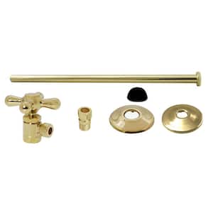 Toilet Kit with Stop and Flat Head Riser with Cross Handle, Polished Brass