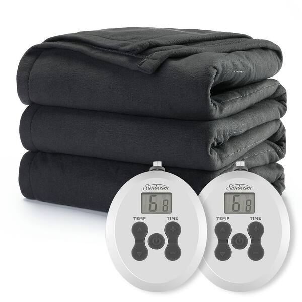 Sunbeam Dark Shadow Grey Ultrafleece King Electric Blanket 11660 - The Home  Depot
