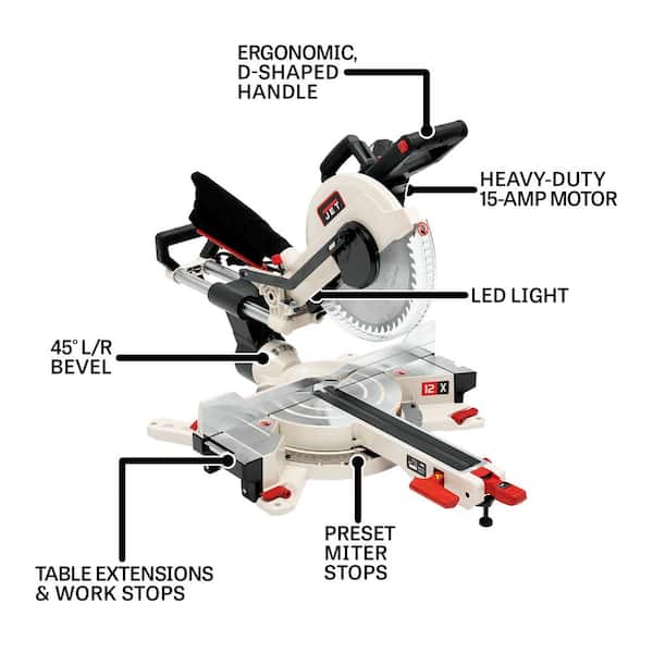 Jet 12 in. Sliding Dual Bevel Compound Miter Saw 707212