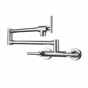 Wall Mounted Pot Filler with Double Handles in Chrome