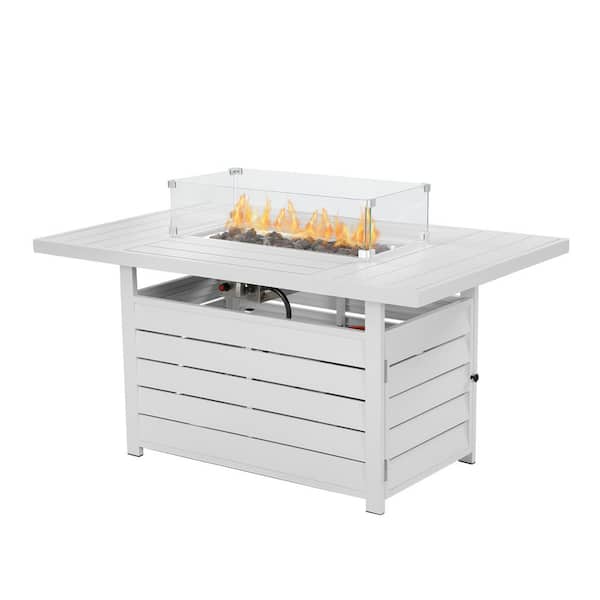 SUNVIVI 54 in. Propane Fire Pit Table 50,000 BTU, White