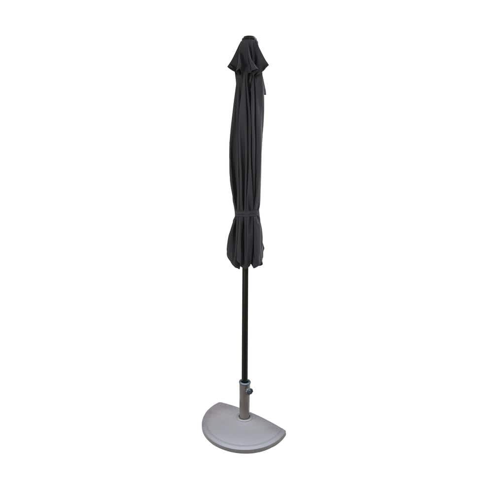 Lanai 9-Ft Slate Gray Half Patio Umbrella with Polyester Canopy