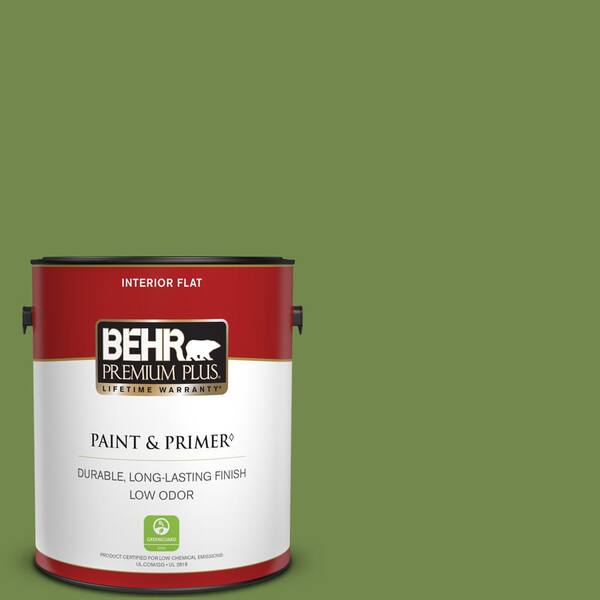 BEHR PREMIUM PLUS 1 gal. Home Decorators Collection #HDC-SM14-2 Green Suede Flat Low Odor Interior Paint & Primer