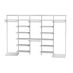 10 ft. Long Hang and Double Hang with Double Six Shelf Stacks and Shoe Rack-White