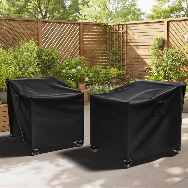 210 D Oxford Patio Chair Cover 2-Pack Outdoor Furniture Protection Fitup to 29 in. W x 30 in. D x 36 in. H Black