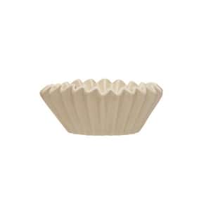 6.37 in. 63 fl. oz. White Stoneware Fluted Serving Bowls with Zigzag Edge
