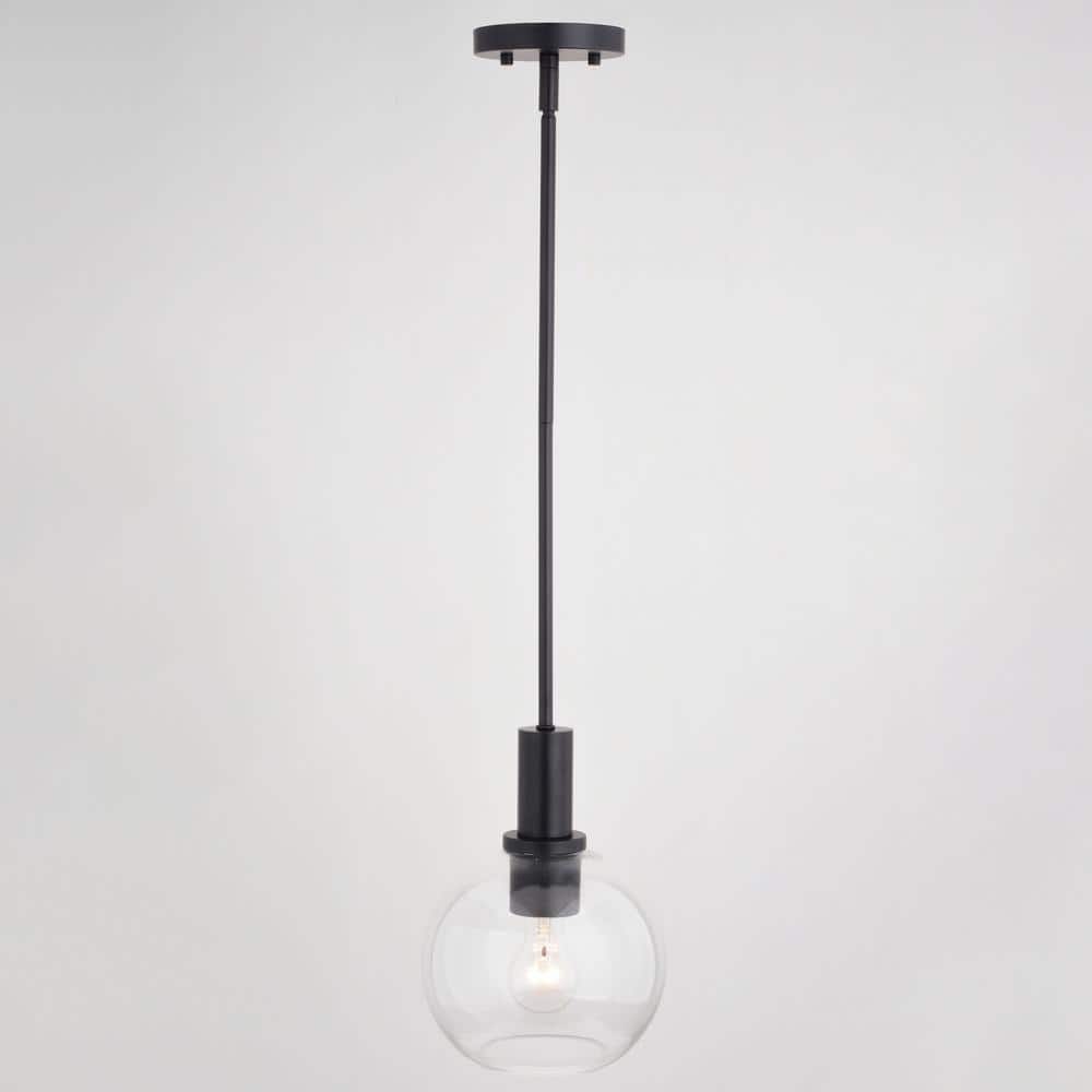 Marshall Matte Black Mini Pendant with Clear Glass Globe