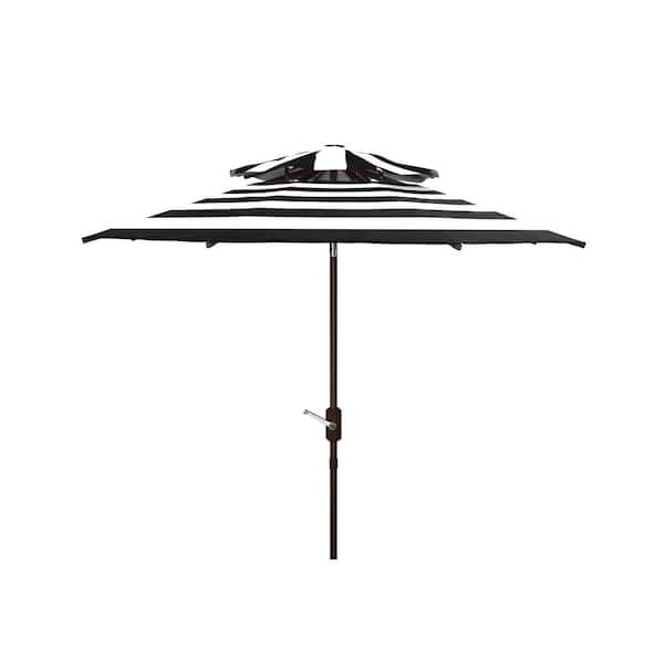 Iris 9 ft. Aluminum Market Tilt Patio Umbrella in Black/White