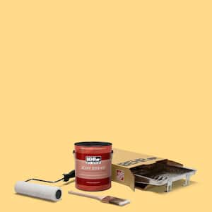 1 gal. #P280-4 Surfboard Yellow Ultra Extra Durable Flat Interior Paint and 5-Piece Wooster Set All-in-One Project Kit