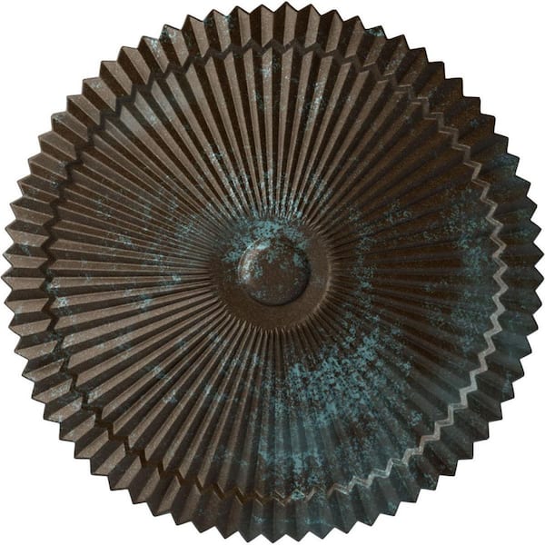 Ekena Millwork 24" x 3" Shakuras Urethane Ceiling Medallion (Fits Canopies upto 5"), Hand-Painted Bronze Blue Patina