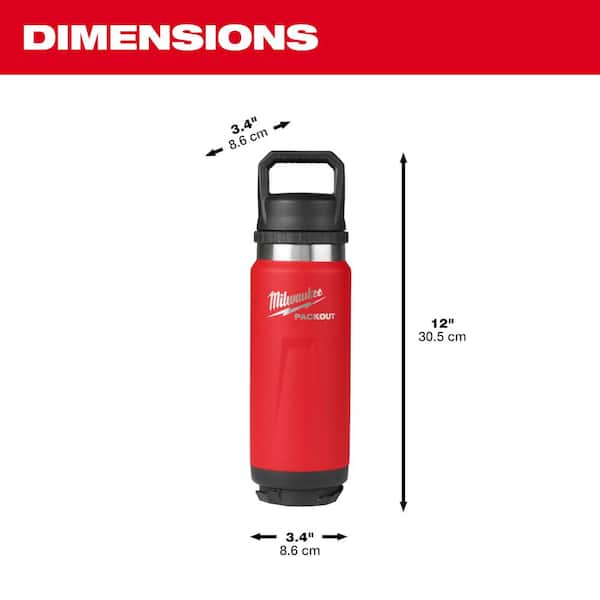 Milwaukee PACKOUT Red 24 oz. Insulated Bottle W/Chug Lid 48-22
