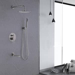 Single Handle 3-Spray Tub and Shower Faucet Round 2.5 GPM Tub Shower Faucet in. Brushed Nickel (Valve Included)
