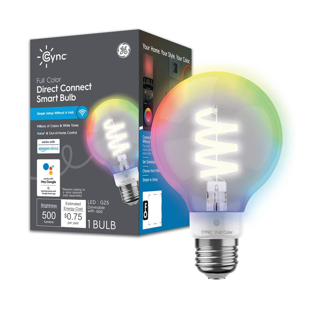 Cync 60-Watt EQ G25 Full Color Globe Smart Bulb 93130169 - The Home Depot