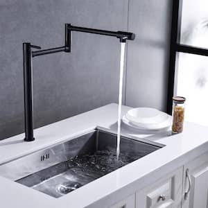 Deck Mount Pot Filler Faucet with 20 in. Extended Jointed Spout in Matte Black