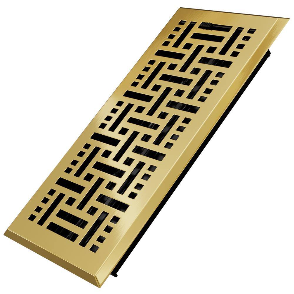 HOME INTUITION Basketweave 2 x 12 in. Decorative Floor Register Vent with  Mesh Cover Trap, Polished Brass BWFV212PB - The Home Depot