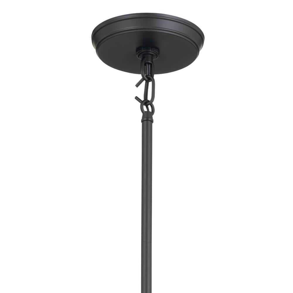 Baile Mini Pendant in Black with Natural Brass Accents and Glass Shade