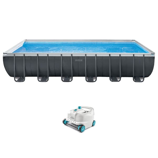 24 ft. x 12 ft. Rectangular 52 in. Metal Frame Pool with Pump and Robot Vacuum Cleaner