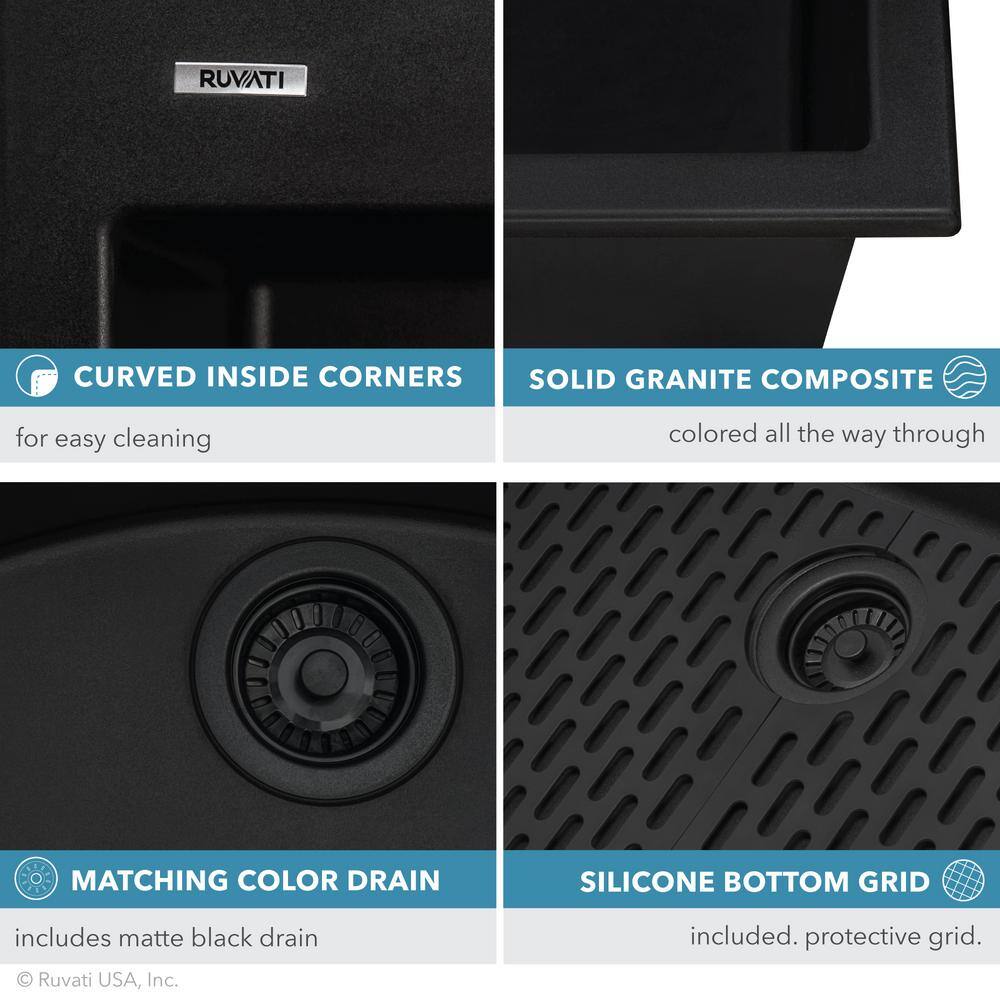 Midnight Black Granite Composite Single Bowl Kitchen Sink