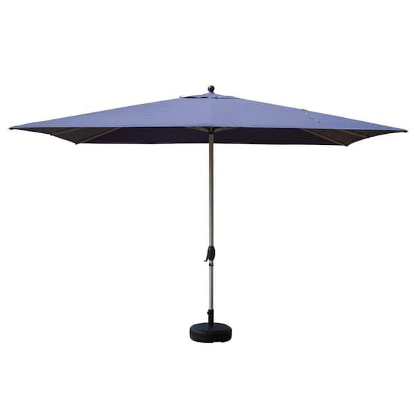 11 ft. x 6 ft. Rectangular Aluminum Market Patio Umbrella in Navy Blue