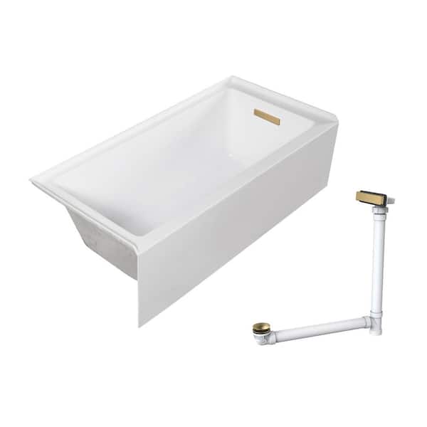 Transolid Unity AFR 60 in. x 32 in. Soaking Bathtub with Right Drain in White/Champagne Bronze