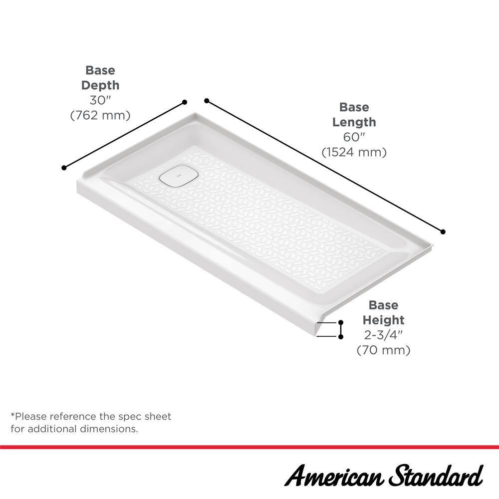 White Rectangular 60'' x 30'' Shower Base with Left Drain
