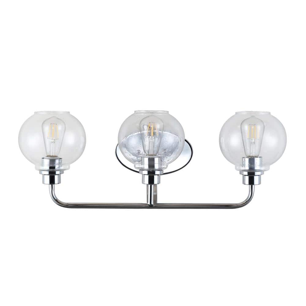 Chrome Sandrine 26.25'' 3-Light LED Vanity Light with Glass Shade
