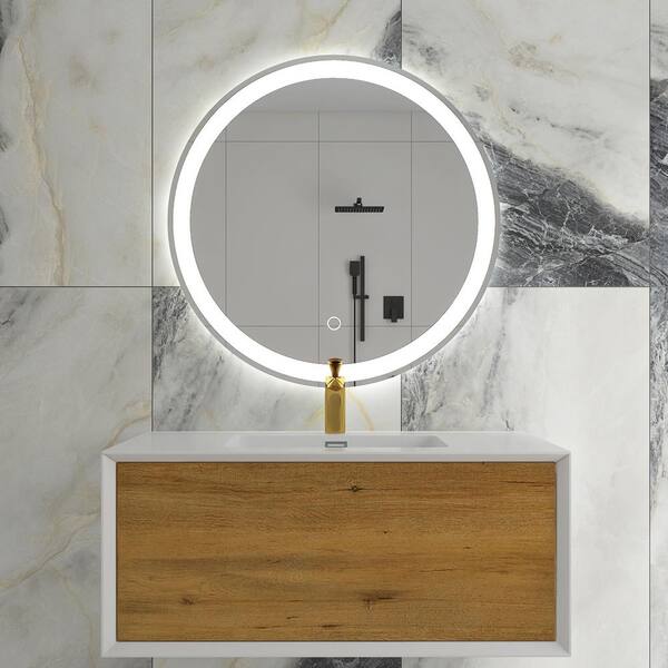 32 in. W x 32 in. H Round Frameless Wall-Mount LED Bathroom Vanity