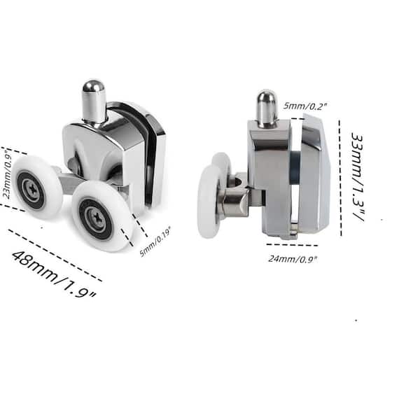 4-Piece Bathroom Hardware Sets Shower Door Roller Replacement Kit with Anti-Collision Block for Shower Doors in Silver