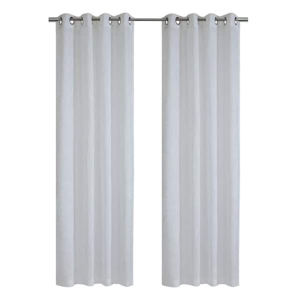 Habitat Valentina White Polyester Embroidery 52 in. W x 108 in. L Grommet Indoor Sheer Curtain (Single Panel)