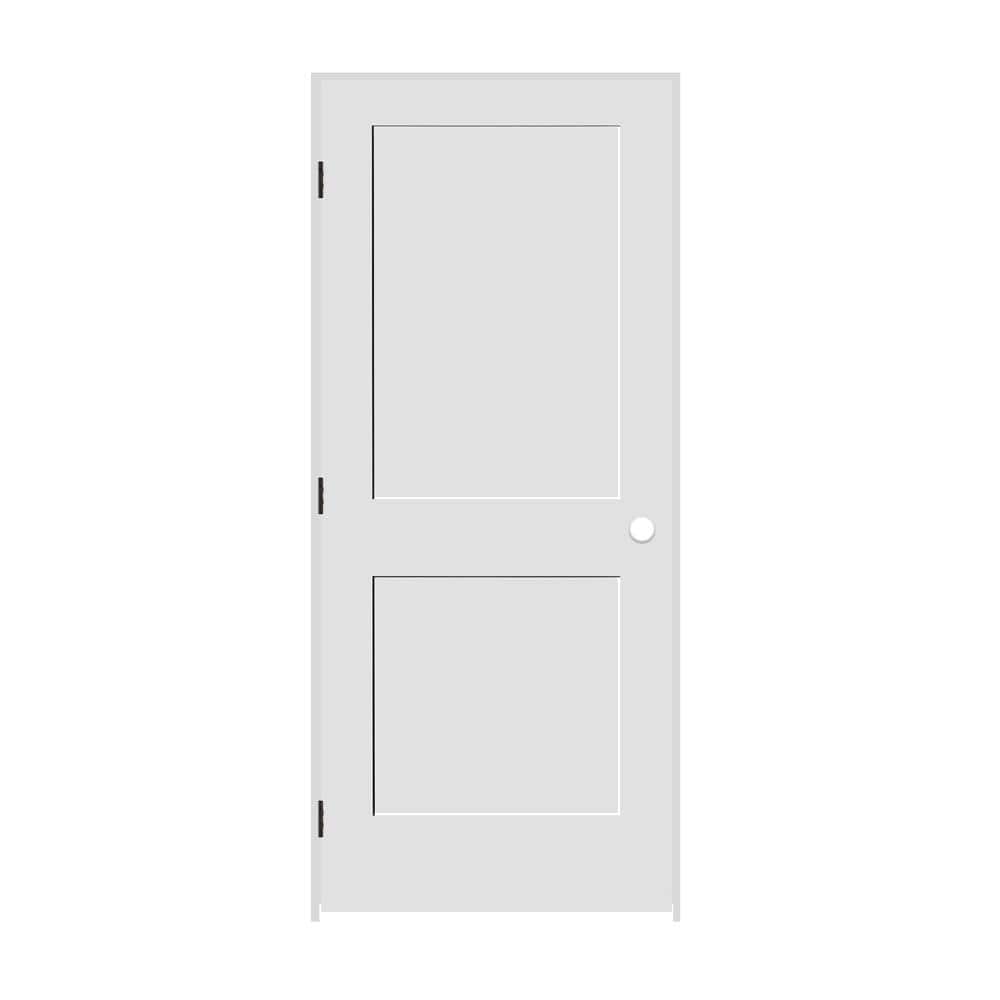 Primed White MDF 2-Panel Interior Door with Oil Rubbed Bronze Hinges