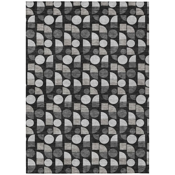 Chantille Machine Washable Indoor/Outdoor Abstract ACN2921 Black 10 ft. x 14 ft. Area Rug