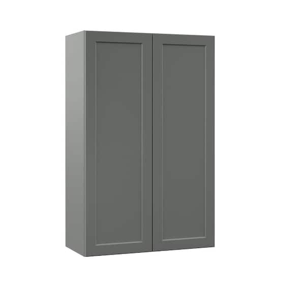 Hampton Bay Designer Series Melvern Storm Gray Shaker Assembled Wall Kitchen Cabinet (27 in. x 42 in. x 12 in.)