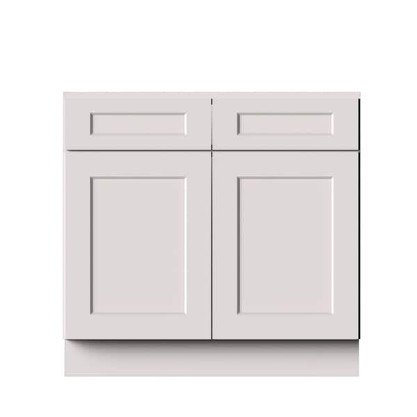 36 in. W x 24 in. D x 34.5 in. H Ready to Assemble Solid Wood Frame Shaker Sink Base Kitchen Cabinet in White