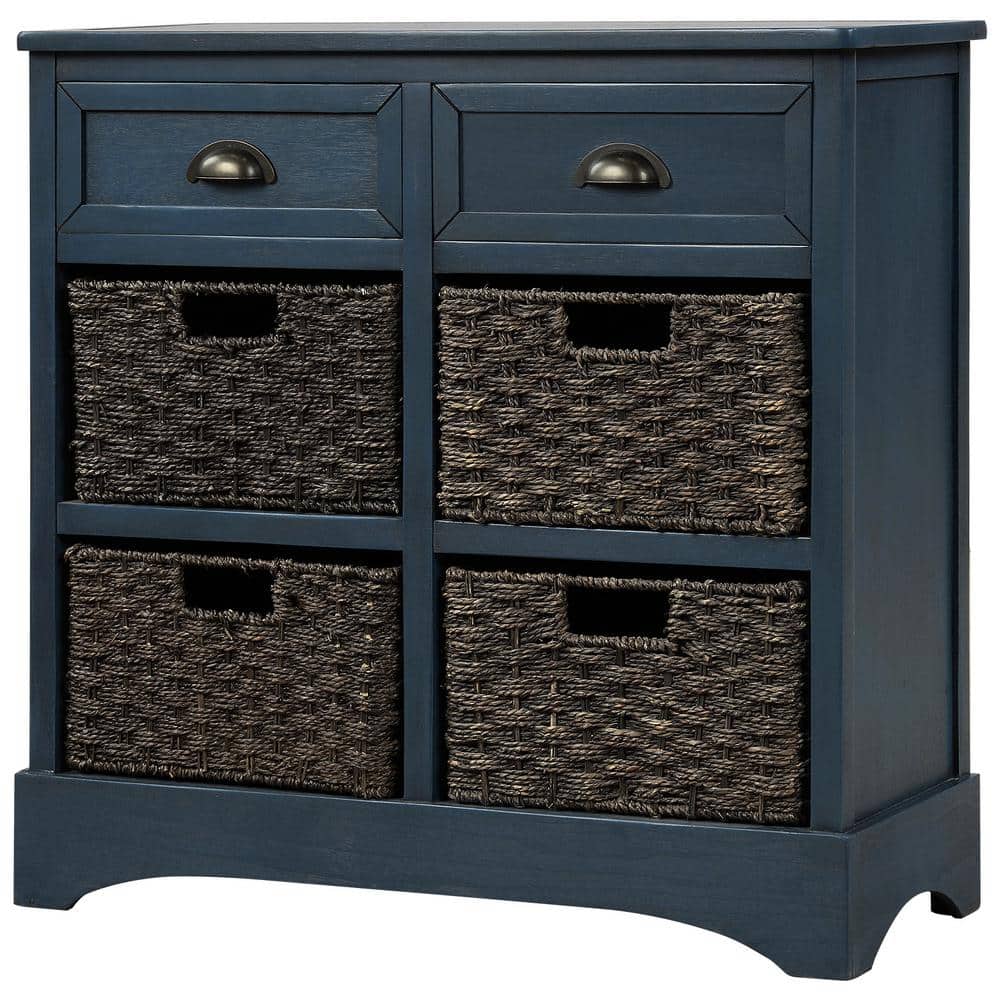 28 in. W x 11.8 in. D x 28 in. H Bathroom Blue Linen Cabinet